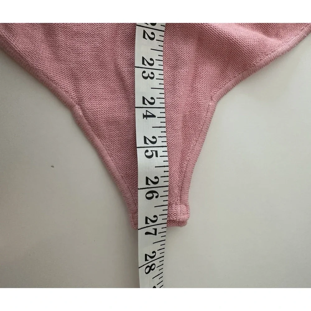 Free People Body Suit Women's‎ XS Pink Short Sleeve Mock Neck Knit Romantic New